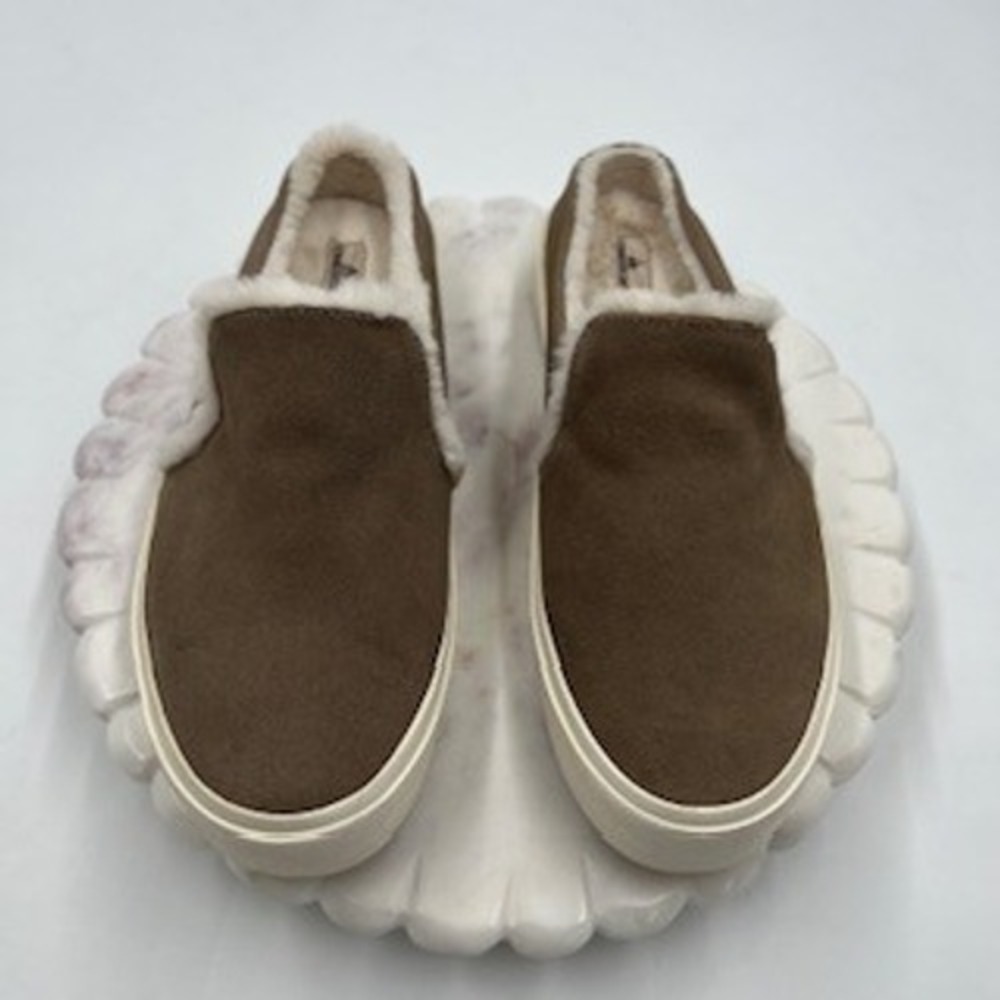 Staheekum Cozy Camp Mule Stone Brown‎ Suede Faux Fur Platform Slippers Womens 8